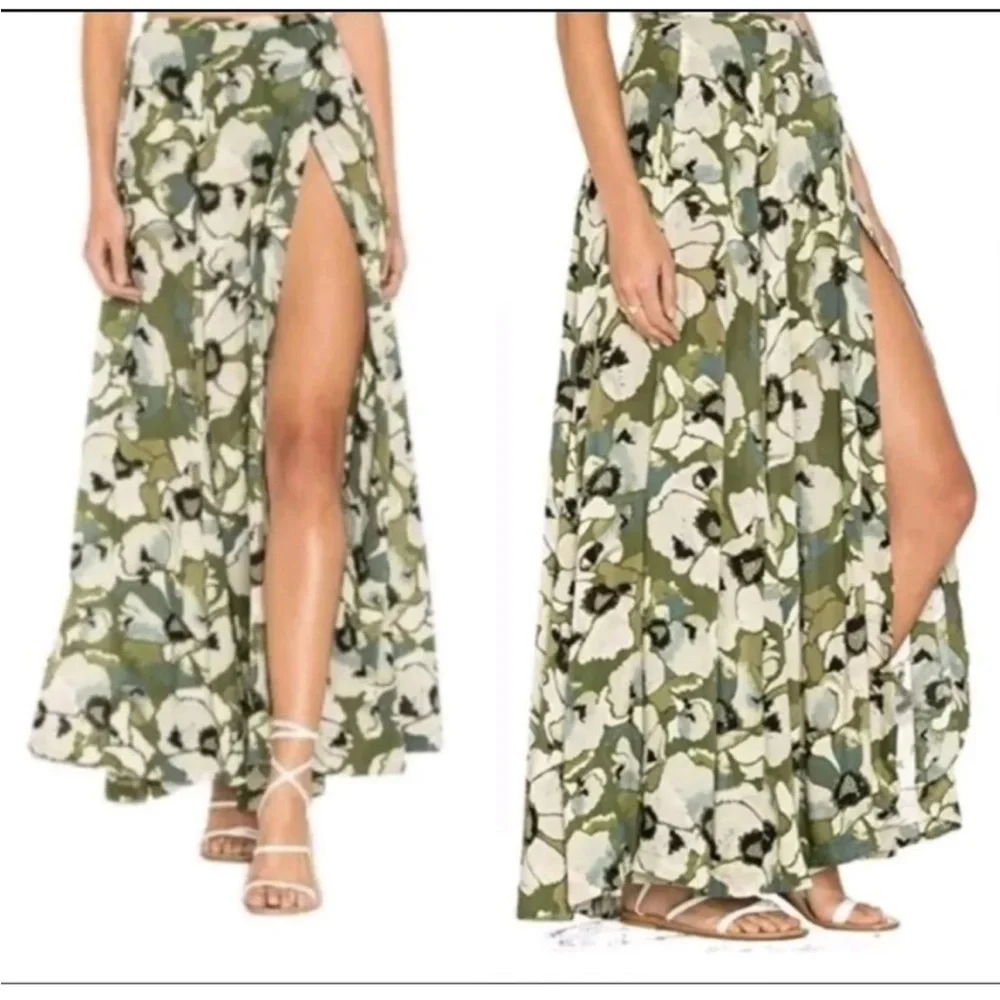 Free People Green Floral Maxi Skirt - Picture 2 of 7